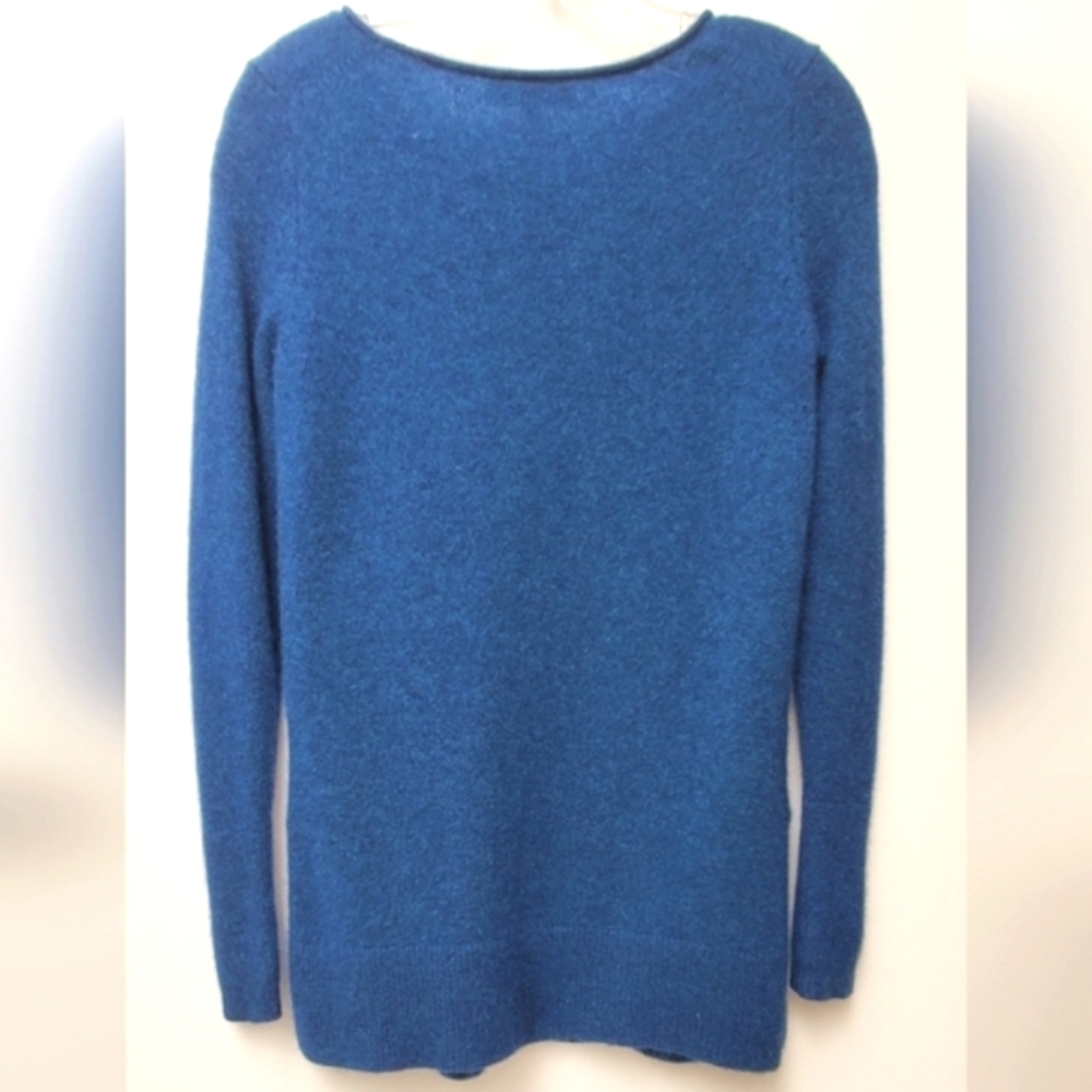 White+Warren Dark Teal Blue 100% Cashmere Sweater Size Small Minimalist - Picture 5 of 8